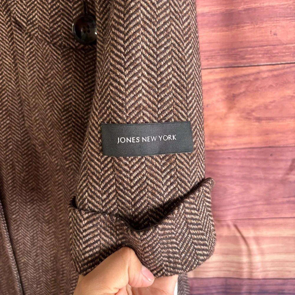 Jones New York Herringbone Brown Trench Coat - Picture 4 of 8
